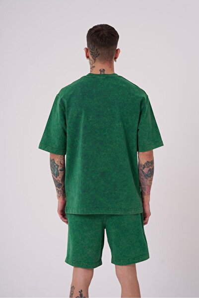 Machinist Men's Basic Washable Relaxed T-Shirt with Oil Green Effect