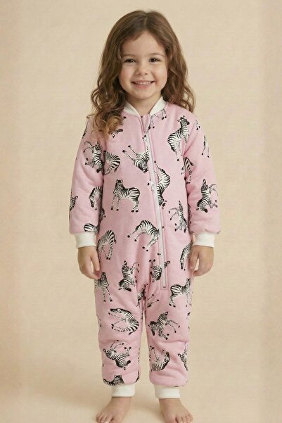 Zeyland Unisex Çocuk Elyaf Dolgulu Uyku Tulumu - PEMBE ZEBRA DESENLİ