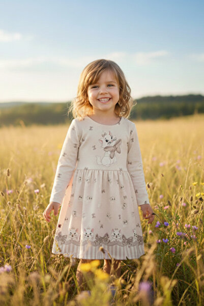 ESİLA KİDS Rochie pentru fetiță cu mânecă lungă pisică cu model și fundă