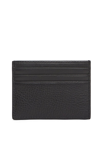 Tommy Hilfiger Men Black Corporate Logo Leather Holder