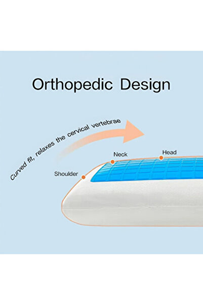 Generic Gel Memory Foam Pillow Knitted Fabric, Neck Support for Cervical Pain Relief & Hot Sleepers