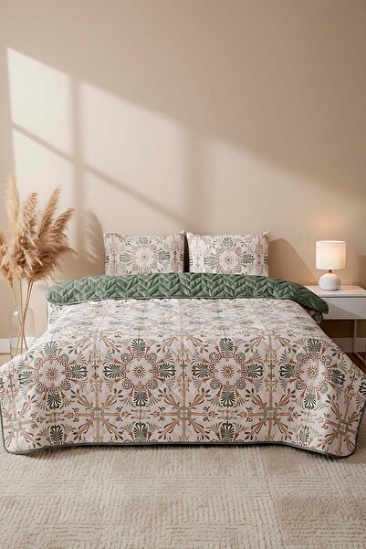 Rivaİstanbul Ethnic Palace Double Cotton Quilted Pike & Bedspread