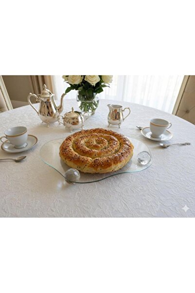 Mirsa Global Decorative Glass Tray Crystal - Diamond Cloud Model Glass Presentation Stand with Ball Legs