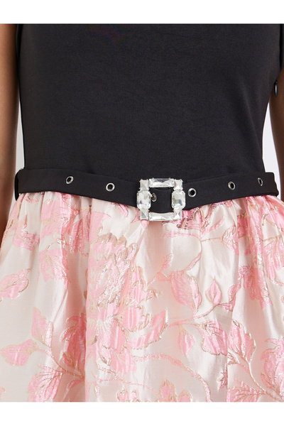 Styli Pink Floral Belted Sleeveless Maxi Dress