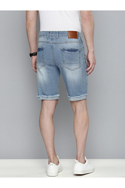 The Indian Garage Co By Styli Men Blue Striped Denim Shorts