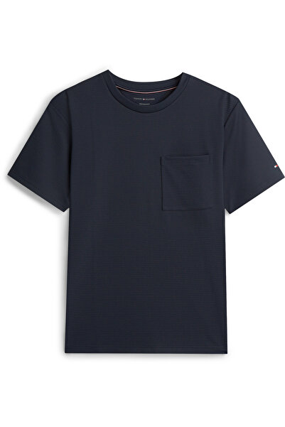 Tommy Hilfiger Men Blue Performance Relaxed Waffle Knit T-Shirt