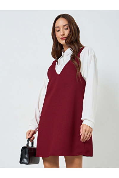 Take Two By Styli Women Burgundy Sleeveless A-Line Mini Dress