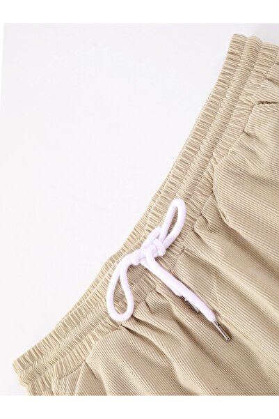 Take Two By Styli Men Beige Corduroy Hoodie and Pants Co-Ords