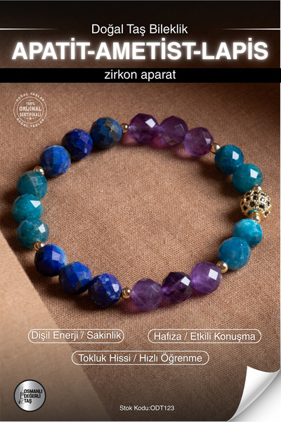 OSMANLI DEĞERLİ TAŞ Certified Apatit-Amethyst-Lapis Natural Stone Zircon Appa...