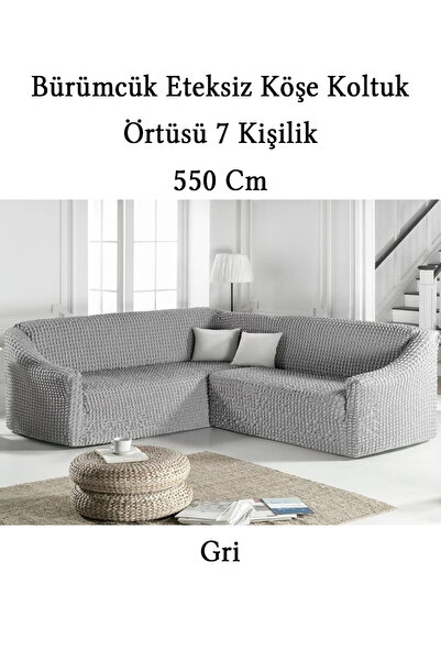 StarMall Bürümcük 7 Kişilik L köşe koltuk örtüsü, Etesiz Esnek koltuk kılıfı, osmanlı desen (550cm)