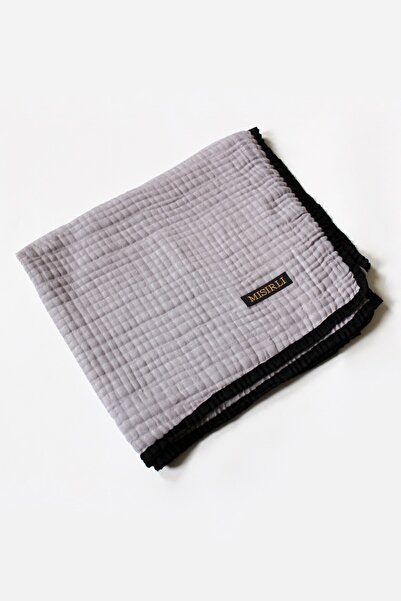 Mısırlı Eşarp 105X105 Muslin Piped Scarf - Stone, Caramel