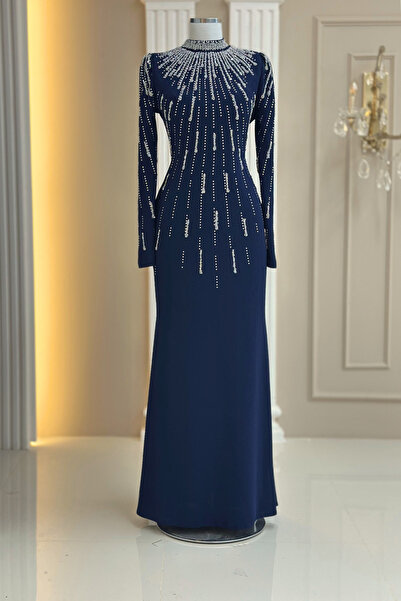 Amine Hüma Ayla Abiye Elbise Lacivert