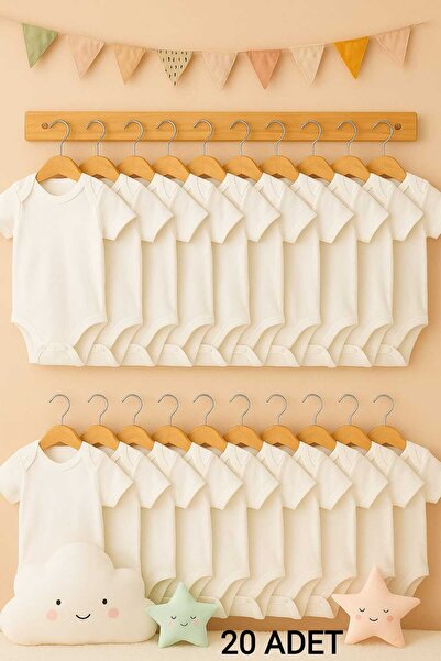 enmodaiçgiyim 20 Pieces of 100% Cotton Short Sleeve Baby Bodysuits-1. Quality...