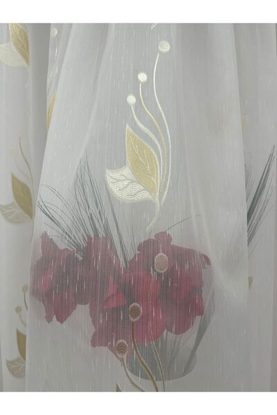 Liz Line Mechanically embroidered curtain, with rejansa, white/cappuccino, "La Primavera" collection Liz Line, PD1064
