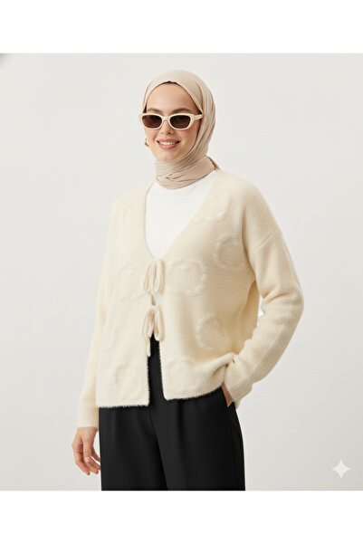 VıoShıne Cardigan kimono din tricotaj moale, cu detalii în relief, pentru femei