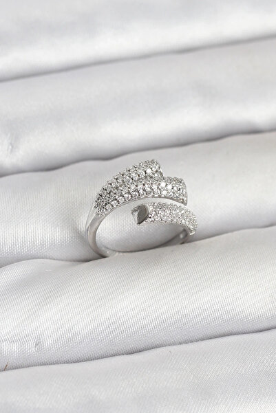 shopwave Silver Color Zircon Stone Brass Women's Ring