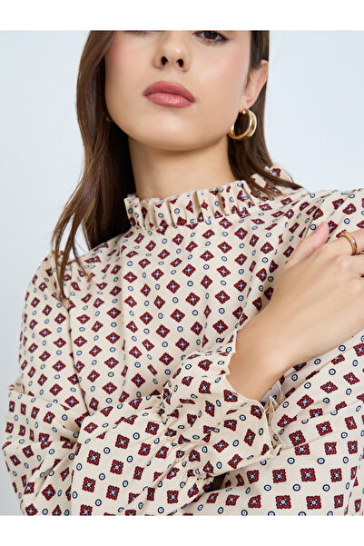 Take Two By Styli Beige All-Over Print A-Line Mini Dress