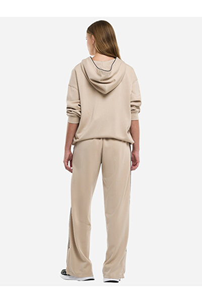 Victor and Jane By Styli Beige Hoodie and Snap Hem Wide Leg Joggers Co-Ords