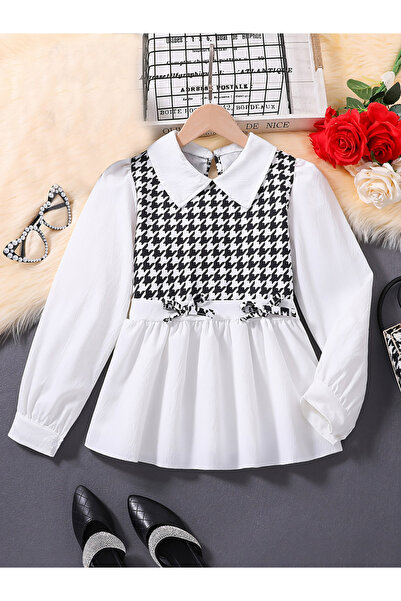 Take Two By Styli Girls Ruffle Hem Bow Detail Top with Wide Leg Pants Set