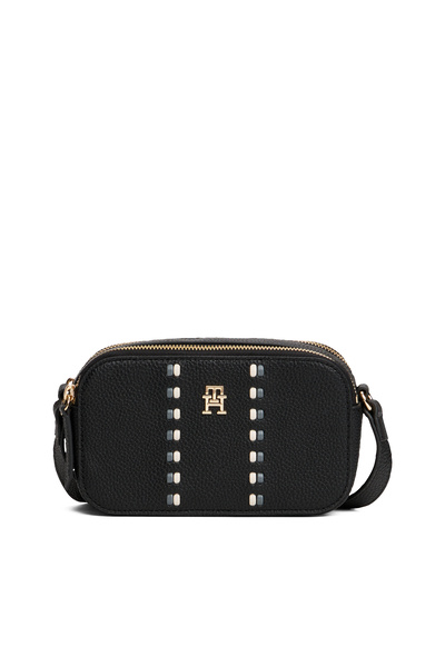 Tommy Hilfiger Women Black Signature Tape Camera Bag