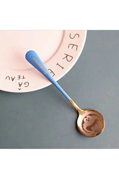 OEM Set of 6 metal dessert spoons, with cartoon character, Doraemon, Blue