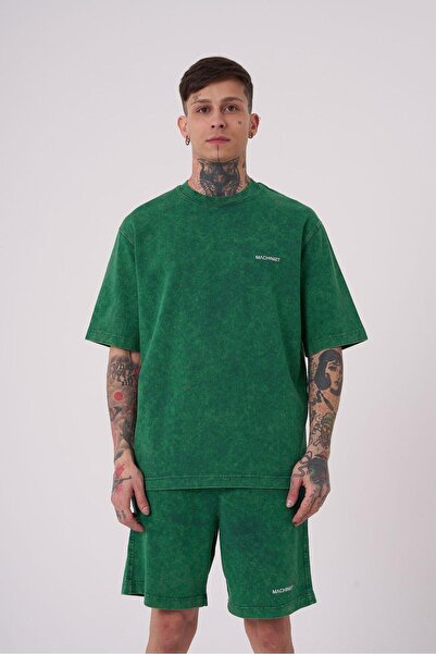 Machinist Men's Basic Washable Relaxed T-Shirt with Oil Green Effect