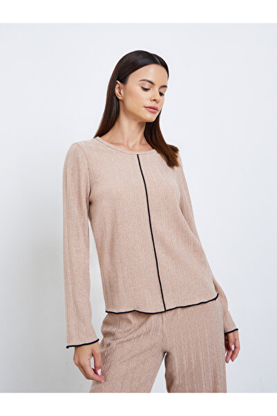 Styli Rib Round Neck T-Shirt and Pyjama Set