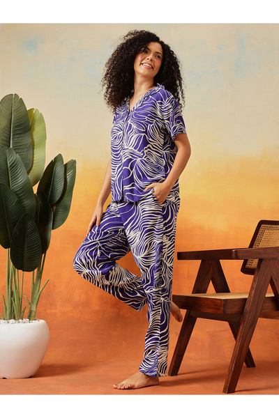 Clovia By Styli Rayon All Over Print Shirt and Pyjama Set