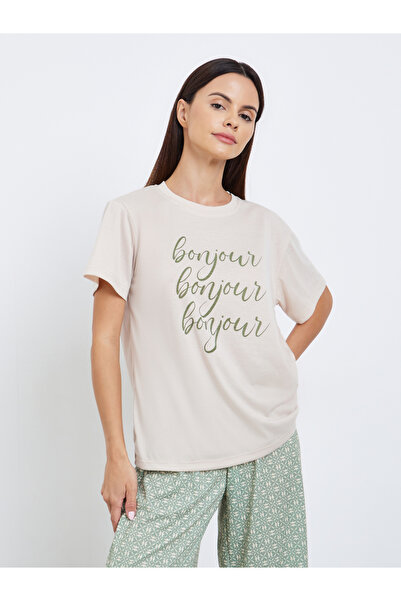 Styli Bonjour Drop Shoulder T-Shirt and Pyjama Set