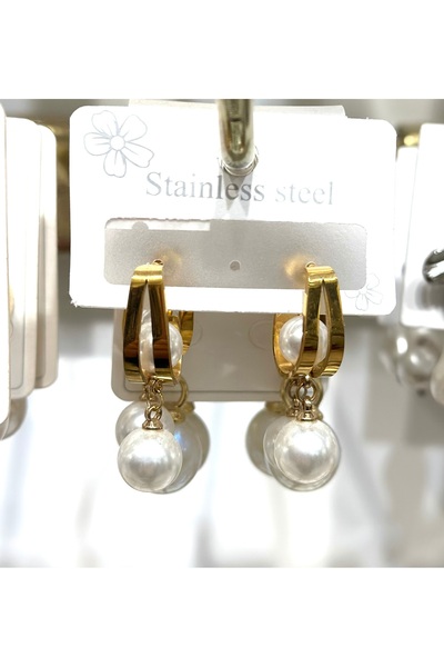 stainles steel أقراط من الفولاذ المقاوم للصدأ مرصعة باللؤلؤ
