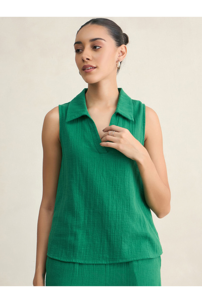 Femmella By Styli Women Green Cotton Top and Pants Co-Ords