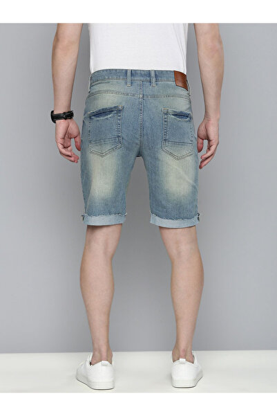 The Indian Garage Co By Styli Men Acid Wash Denim Shorts