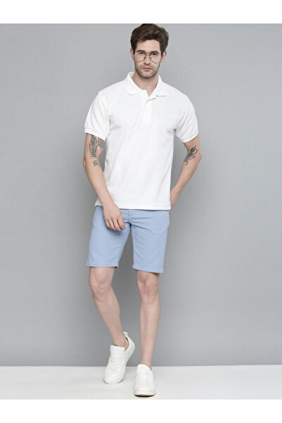 The Indian Garage Co By Styli Men Blue Slim Fit Solid Shorts