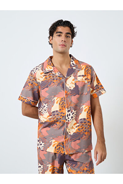 Styli Men Abstract Print Relaxed Fit Shirt and Pyjama Set