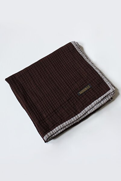 Mısırlı Eşarp 105x105 Μουσελίνα με ρέλι Κασκόλ - Πικρό Καφέ, Πέτρα