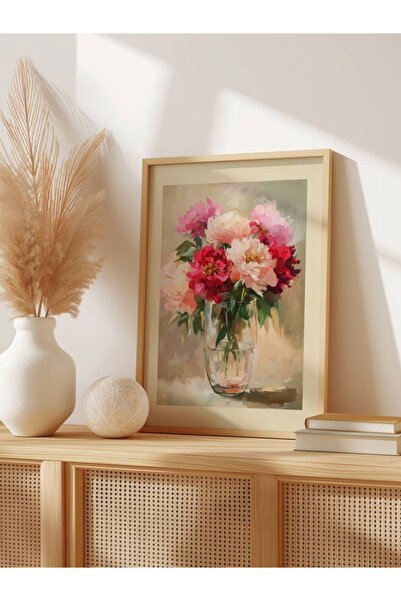 Patika Poster – Pembe Şakayık Demeti | Çerçeveli Poster | Modern Duvar Dekoru...