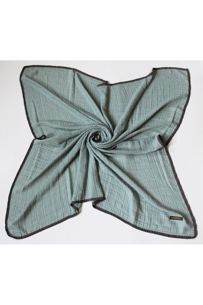 Mısırlı Eşarp 105X105 Muslin Piped Scarf - Stone, Caramel