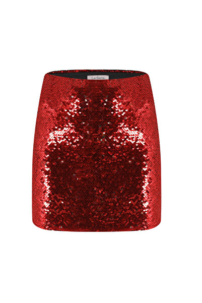 La Sarta Sorelle sequined mini red skirt