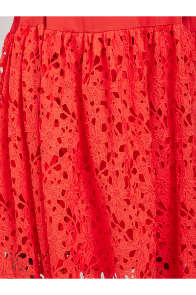 Styli Red Lace Hem Sleeveless A-Line Maxi Dress