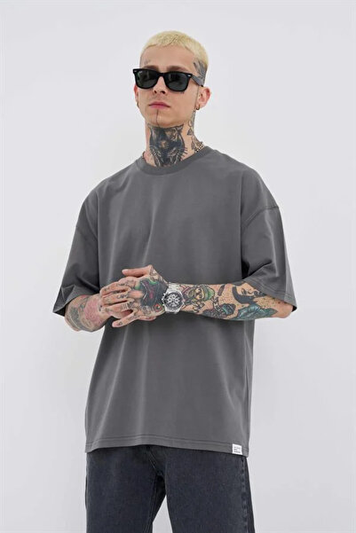 Machinist Men's Basic Super Cotton Oversized T-Shirt Smoke