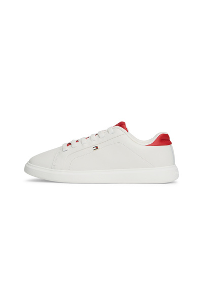 Tommy Hilfiger Women Red Lightweight Leather Cupsole Court Trainers