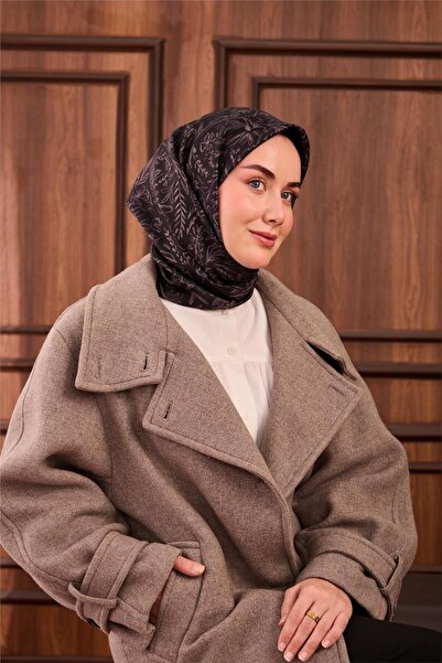 Silk Home Eșarfă de mătase Tivil IST 11496 - 01 Motiv cu flori negre