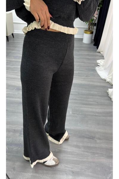 Daves Striped Top and Bottom Knitwear Set-Anthracite