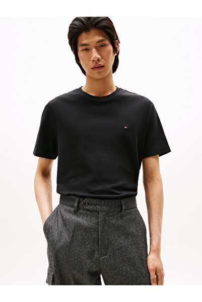 Tommy Hilfiger Men Black Light Interlock Crew Neck T-Shirt