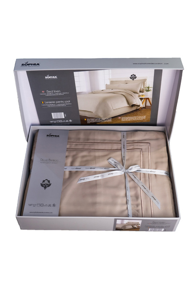 Sophia 100% bamboo Lyocell bed linen, Hawaii Bamboo, khaki, 300 tc