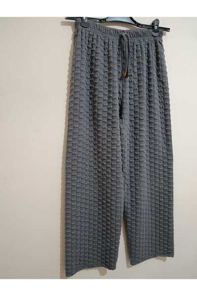 anne moda ankara Winter, Soft Texture, High Waist, Embossed Texture, Solid Color, Comfortable Fit, Knitwear Pants