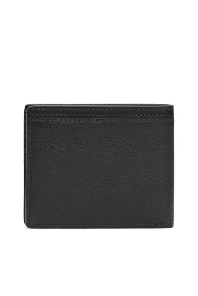 Tommy Hilfiger Men Black Corporate Logo Leather Wallet