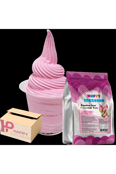 happyicecream Premium Çilek Soft Dondurma Tozu 750 gr x 16'lı