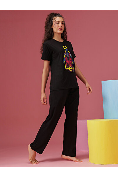 Clovia By Styli Cotton Graphic Print T-Shirt and Pyjama Set