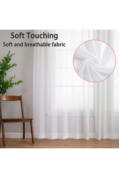 Duomama Sheer White Voile Curtains, 2 Panels, 39" W x 98" L Each